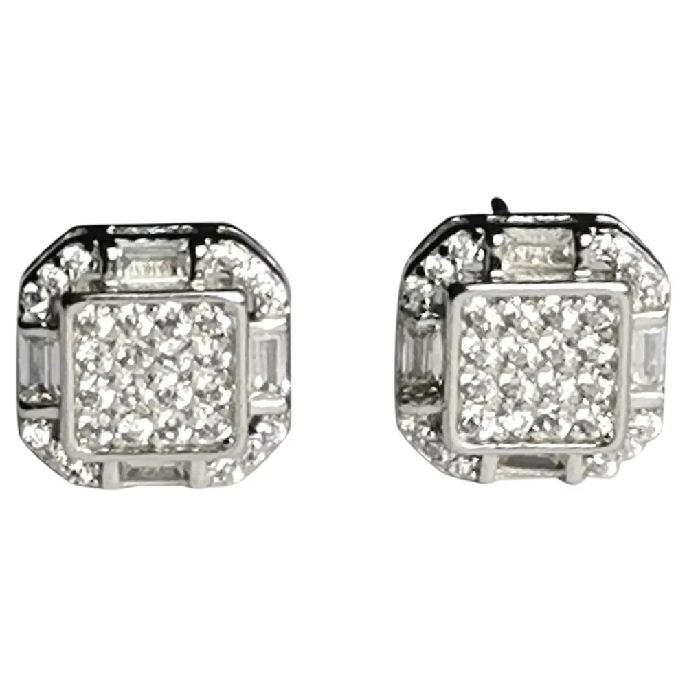 NEW, Art Deco styled earrings in Sterling Silver CZ